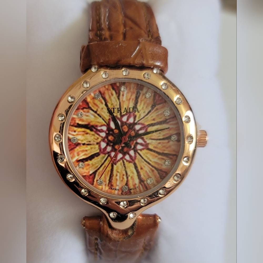 Brown Strada Flower Watch With Austrian Crystals - image 1